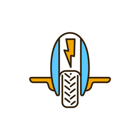 Electric monowheel color line icon. City transport rental. Pictogram for web, mobile app, promo. UI UX design element. Editable strokeのイラスト素材