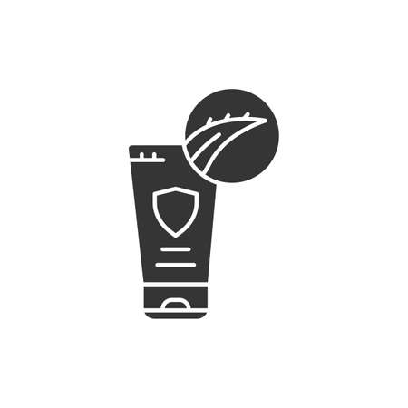 Aloe cream black glyph icon. Cream with aloe in tube. Moisturizes and nourishes the skin. Skincare. Pictogram for web page, mobile app, promo. UI UX GUI design elementのイラスト素材