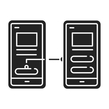 Prototype black glyph icon. Working example through which a new model or a new version of an existing product can be derived. Pictogram for mobile app. UI UX GUI design elementのイラスト素材
