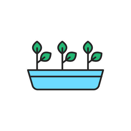 Potted plants color line icon. Pictogram for web page, mobile app, promo. Editable stroke.のイラスト素材
