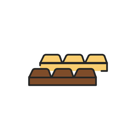 Chocolate bar color line icon. Isolated vector element.のイラスト素材