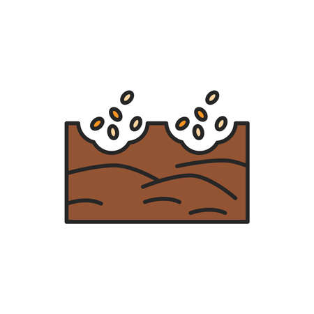 Planting seeds color line icon. Pictogram for web page, mobile app, promo.のイラスト素材