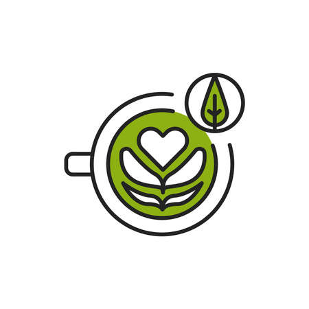 Matcha latte color line icon. Pictogram for web page, mobile app, promo.のイラスト素材