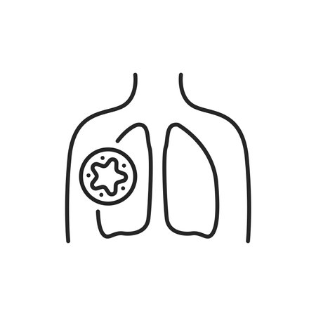 Virus in lungs line color icon. Sign for web page, mobile appのイラスト素材