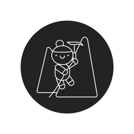 Rock climbing glyph black icon. Outdoor activities kawaii pictogram. Sign for web page, mobile app, button, logo. Vector isolated element. Editable strokeのイラスト素材