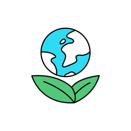 Eco earth color line icon. Pictogram for web page, mobile app, promo. UI UX GUI design element. Editable stroke.のイラスト素材