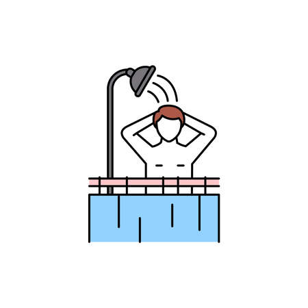 Take shower color line icon. Pictogram for web page, mobile app, promo. UI UX GUI design element. Editable stroke.のイラスト素材