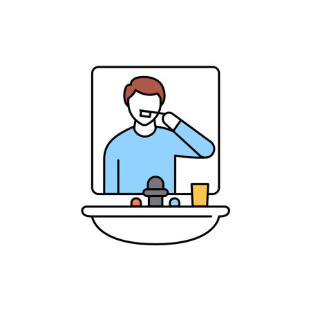 Brush teeth color line icon. Pictogram for web page, mobile app, promo. UI UX GUI design element. Editable stroke.のイラスト素材