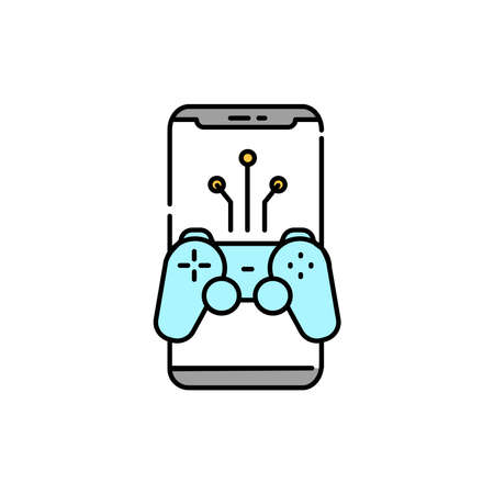 Game streaming in phone color line icon. Pictogram for web page, mobile app, promo. UI UX GUI design...