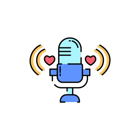 Playing music color line icon. Asmr. Autonomous sensory meridian response, sound waves as a symbol of enjoying sounds, whisper and music. Sign for web page, mobile app, button, logo. Editable stroke.のイラスト素材