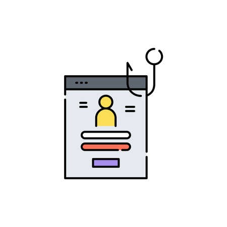 Phishing olor line icon. Hacking account and password. Pictogram for web page, mobile app, promo. UI UX GUI design element. Editable stroke.のイラスト素材