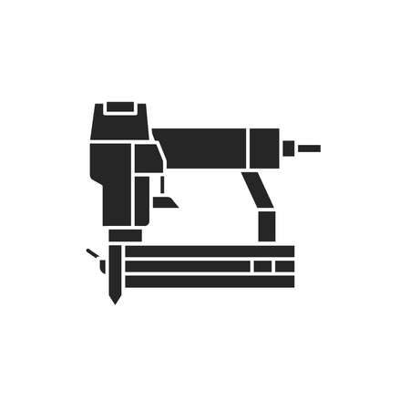Electric nailgun color line icon. Pictogram for web page, mobile app, promo. UI UX GUI design element. Editable stroke.のイラスト素材