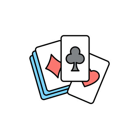 Playing cards olor line icon. Pictogram for web page, mobile app, promo. UI UX GUI design element. Editable stroke.のイラスト素材