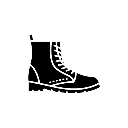 Autumn boot black glyph icon. Pictogram for web page, mobile app, promo. UI UX GUI design element. Editable stroke.のイラスト素材