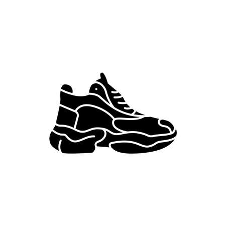 Sneakers black glyph icon. Pictogram for web page, mobile app, promo. UI UX GUI design element. Editable stroke.のイラスト素材