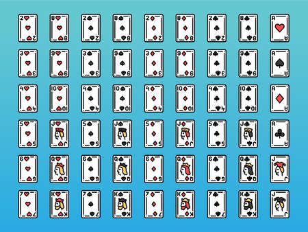Collection playing cards olor line icon set. Gambling. Pictograms for web page, mobile app, promo....