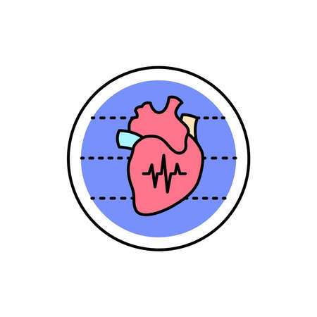 Cardiology color line icon. Pictogram for web page, mobile app, promo. UI UX GUI design element. Editable stroke.のイラスト素材
