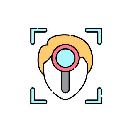 Face identification olor line icon. ID and verifying person. Pictogram for web page, mobile app, promo. UI UX GUI design element. Editable stroke.のイラスト素材