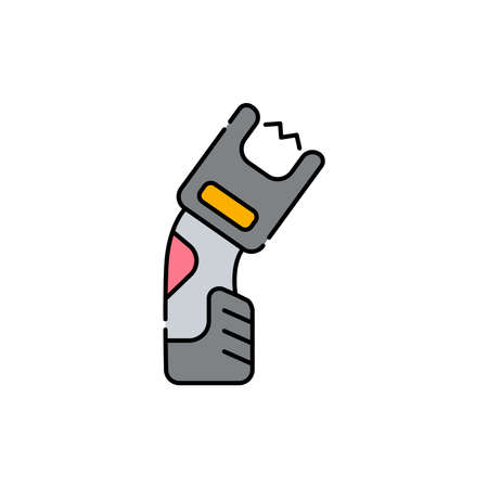 Stun gun olor line icon. Pictogram for web page, mobile app, promo. UI UX GUI design element. Editable stroke.のイラスト素材