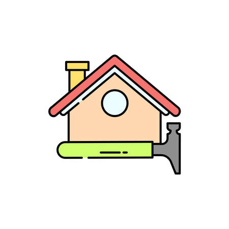 Roofing color line icon. Pictogram for web page, mobile app, promo. UI UX GUI design element. Editable stroke.のイラスト素材