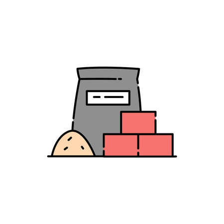 Building materials color line icon. Pictogram for web page, mobile app, promo. UI UX GUI design element. Editable stroke.のイラスト素材