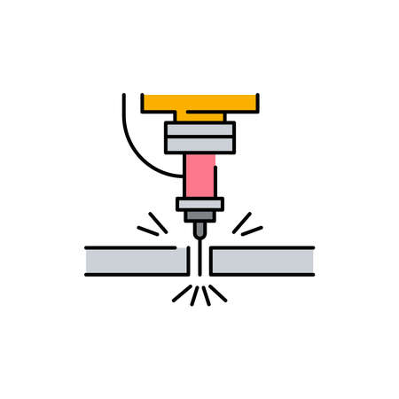 Metal cutting olor line icon. Pictogram for web page, mobile app, promo. UI UX GUI design element. Editable stroke.のイラスト素材