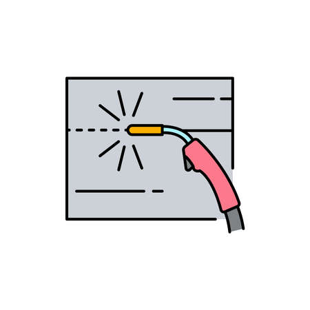 Welding olor line icon. Pictogram for web page, mobile app, promo. UI UX GUI design element. Editable stroke.のイラスト素材