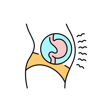 Bloating olor line icon. Pictogram for web page, mobile app, promo. UI UX GUI design element. Editable stroke.のイラスト素材