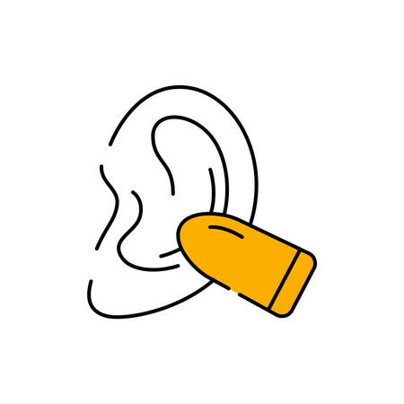 Ear plug color line icon. Disability. Isolated vector element. Outline pictogram for web page, mobile app, promoのイラスト素材