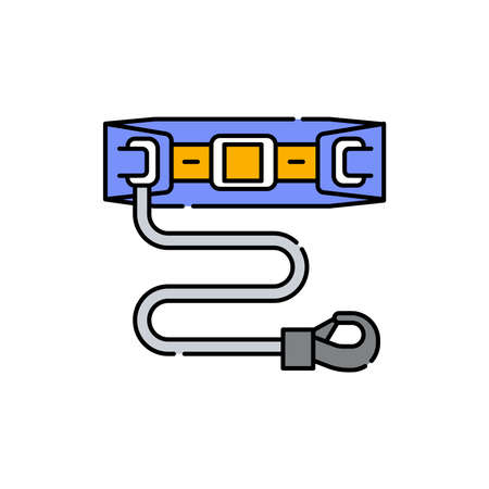 Mountaineering harness color line icon. Disability. Isolated vector element. Outline pictogram for web page, mobile app, promoのイラスト素材
