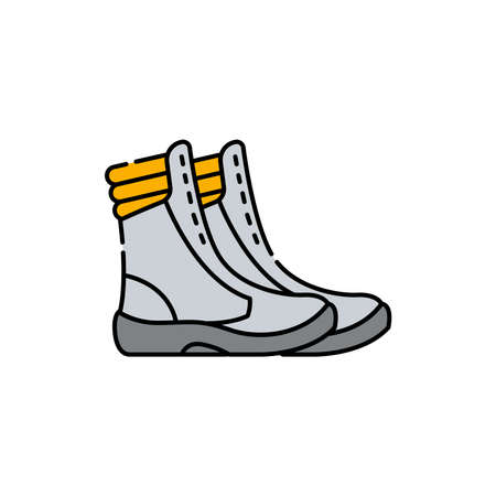 Protective boots color line icon. Disability. Isolated vector element. Outline pictogram for web page, mobile app, promoのイラスト素材