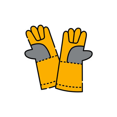 Protection gloves color line icon. Disability. Isolated vector element. Outline pictogram for web page, mobile app, promoのイラスト素材