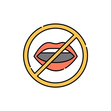 Dumb color line icon. Disability. Isolated vector element. Outline pictogram for web page, mobile app, promoのイラスト素材