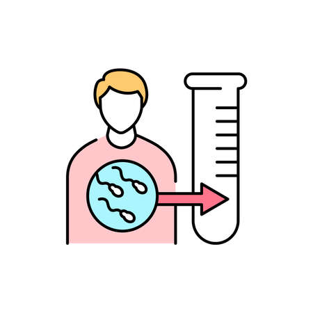 Sperm donation olor line icon. Pregnancy. Pictogram for web page, mobile app, promo. UI UX GUI design element. Editable stroke.のイラスト素材