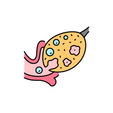 Ovulation olor line icon. Female reproductive system. Pictogram for web page, mobile app, promo. UI UX GUI design element. Editable stroke.のイラスト素材