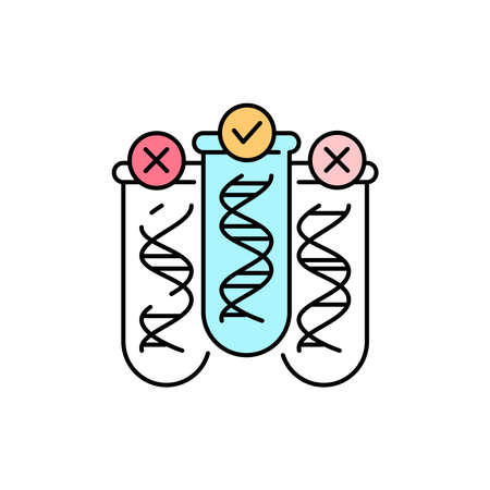 Genetic testing olor line icon. Medical test. Pictogram for web page, mobile app, promo. UI UX GUI design element. Editable stroke.のイラスト素材