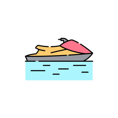 Jet Ski color line icon. Isolated vector element. Outline pictogram for web page, mobile app, promoのイラスト素材