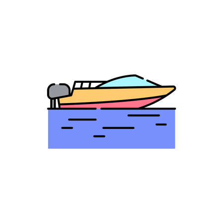 Motorboat color line icon. Isolated vector element. Outline pictogram for web page, mobile app, promoのイラスト素材