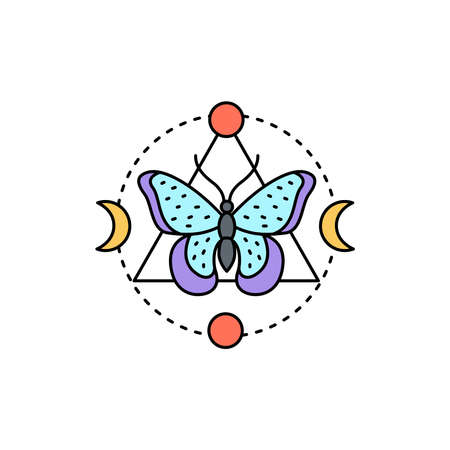 Boho-chic color line icon. Isolated vector element. Outline pictogram for web page, mobile app, promoのイラスト素材