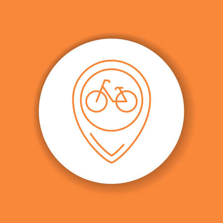 Location bicycle color glyph icon. City transport rental. Sharing service. Pictogram for web, mobile app, promo. UI UX design element.のイラスト素材