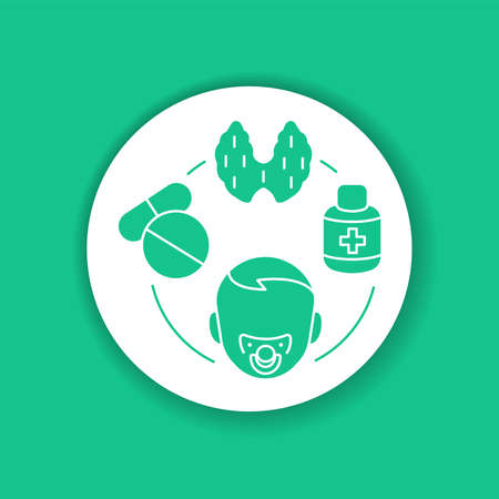 Pediatric endocrinology color glyph icon. Checking children for the normalization of hormones and thyroid glands. Pictogram for web page, mobile app, promo. UI UX GUI design elementのイラスト素材