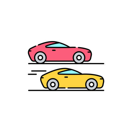 Racing olor line icon. Computer games genres. Pictogram for web page, mobile app, promo. UI UX GUI design element. Editable stroke.のイラスト素材