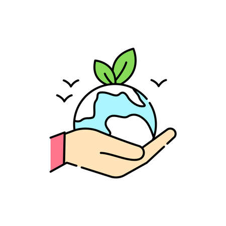 Enviroment protection olor line icon. Life for yourself. Abandonment of other people's goals. Pictogram for web page, mobile app, promo. UI UX GUI design element. Editable stroke.のイラスト素材