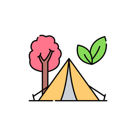 Ecotourism olor line icon. Life for yourself. Abandonment of other people's goals. Pictogram for web page, mobile app, promo. UI UX GUI design element. Editable stroke.のイラスト素材