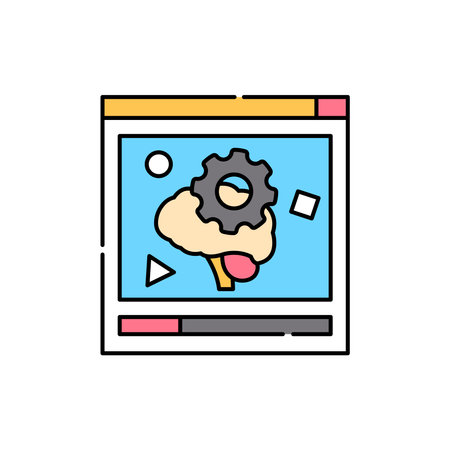Educational video olor line icon. Children learning. Pictogram for web page, mobile app, promo. UI UX GUI design element. Editable stroke.のイラスト素材