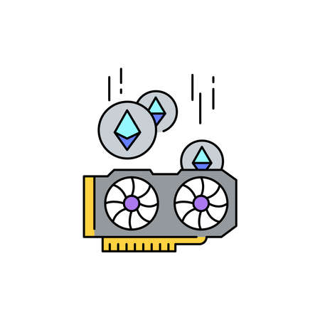 Mining sign olor line icon. Pictogram for web page, mobile app, promo. UI UX GUI design element. Editable stroke.のイラスト素材