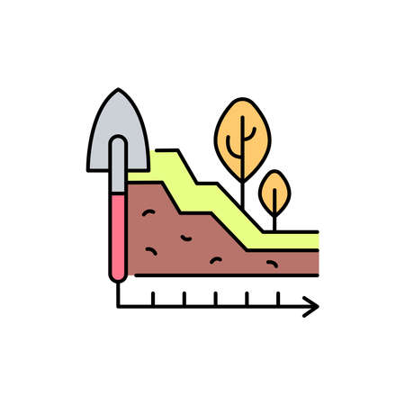 Seismology color line icon. Isolated vector element. Outline pictogram for web page, mobile app, promoのイラスト素材