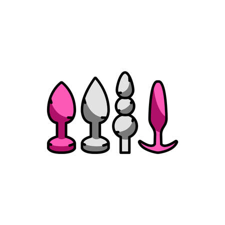 Anal plugs color line icon. Sex toy. Pictogram for web page, mobile app, promo.のイラスト素材