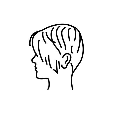Woman short hair color line icon. Beauty industry. Hairdresser service. Pictogram for web page, mobile app, promo.のイラスト素材