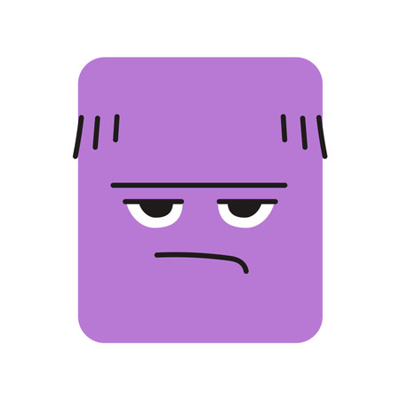 Pofigistic rectangular purple character color line icon. Mascot of emotions.のイラスト素材